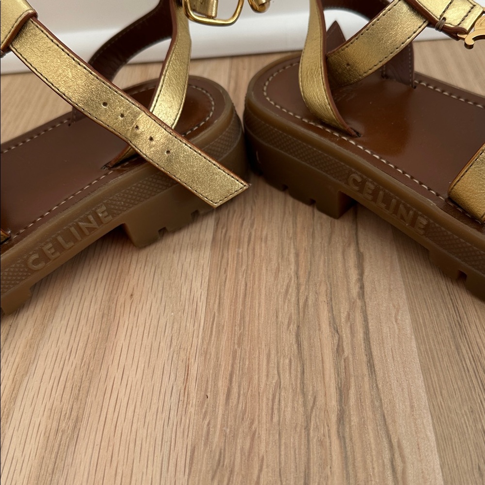 Gold Celine Triomphe Gladiator Sandals - Picture 4 of 4